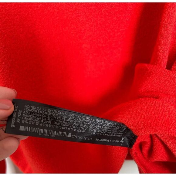 Zara Knit EUC Orange Boat Neck Ruffle Bell Sleeve Sweater Size S - Picture 10 of 12